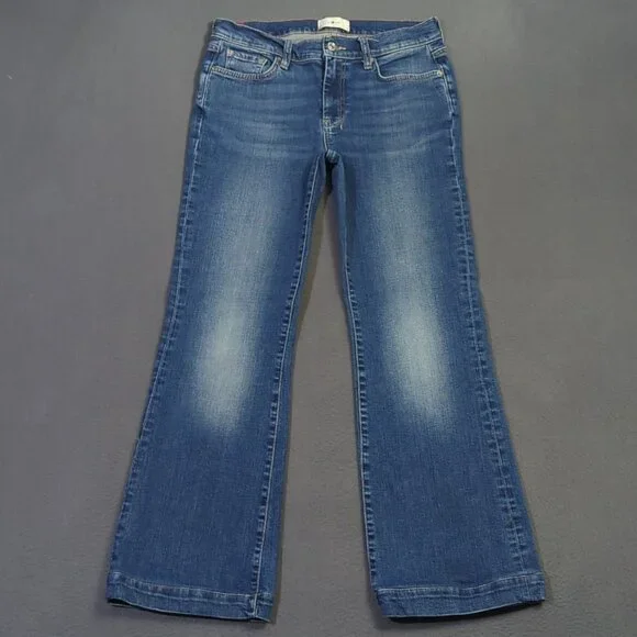 7 For All Mankind Jeans Women's 28 Blue Dojo NYD Denim Flare Wide Leg Denim - Picture 2 of 14